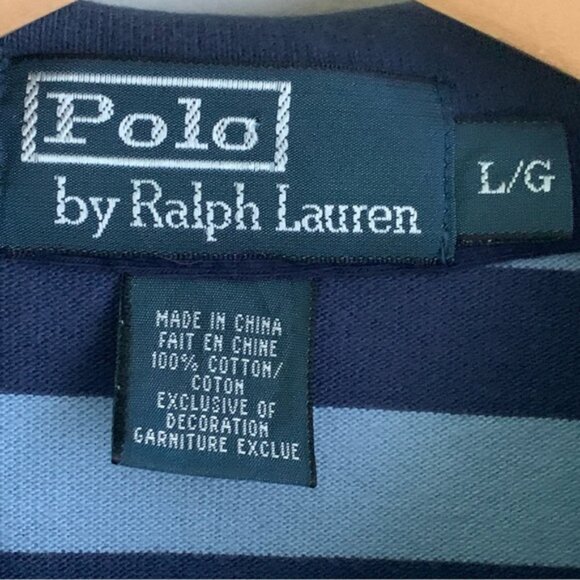 Polo by Ralph Lauren Navy and Light Blue Striped Shirt - Picture 5 of 7